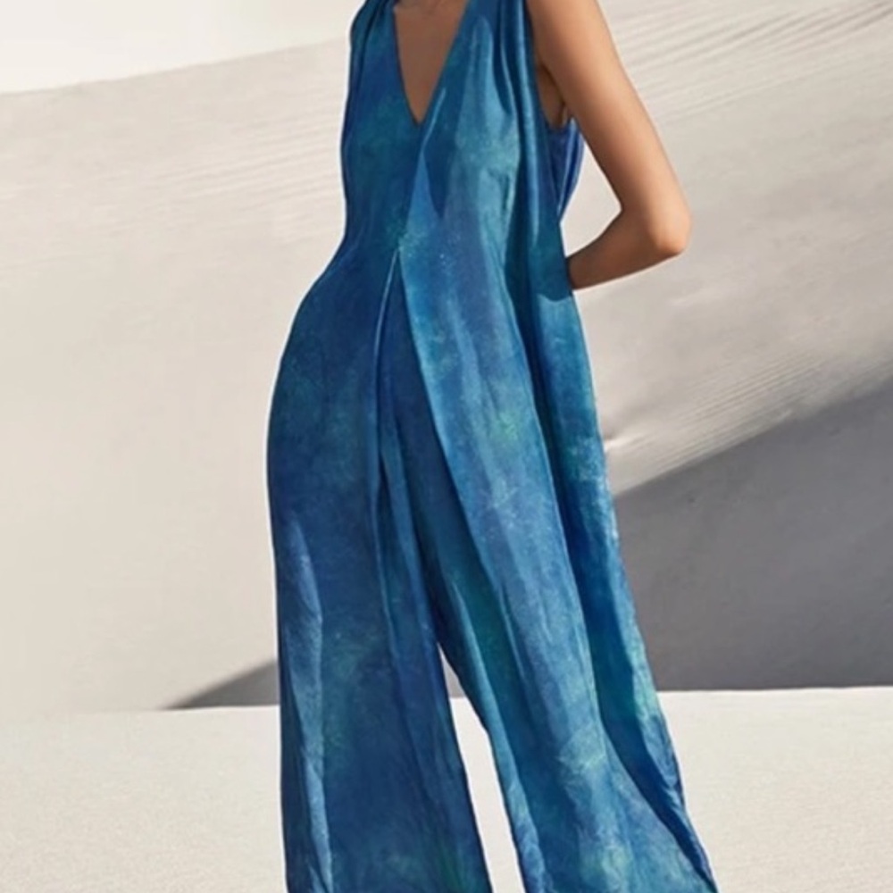 Johnny Was “Amanda Bond” Calista Jumpsuit NWT Handmade 100% Silk Wide Leg Sz M/L